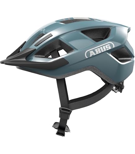 blue football helmet with white stripes Riddell Axiom football helmet