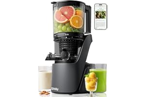 Canoly Juicer Machines, 150 MM Large Feed Chute Cold Press Masticating Juicer, 3-IN-1 Strainers (Juice & Sorbet & Nut Milk), Powerful AC Brushless Motor, Self Precut System, BPA Free, Space Gray