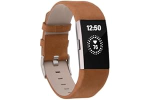 ANGGO Bracelet de rechange en cuir pour Fitbit Charge 2 - Unisexe - Noir