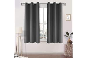 DWCN Blackout Curtains - Bedroom & Living Room Curtains, Eyelet Grey, Thermal, 46 x 54 Inch, 2 Panels