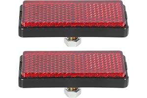 F FIERCE CYCLE Par M5x0.8 Rojo Rectángulo Motocicleta Advertencia Reflector 56mm Longitud