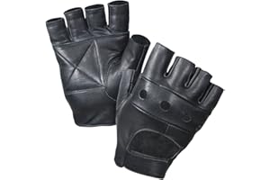 PURECITY© Produit Original - Gants Mitaines 100% Cuir Noir - Airsoft Paintball Moto Conduite Musculation Outdoor