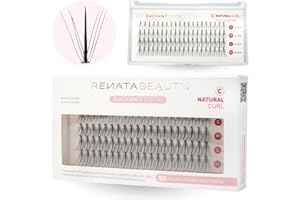 RB RENATA BEAUTY Renata Beauty RADIANT Look Abanicos de Pestañas Postizas Individuales [C Curl] – Multipack 80 Pestañas Reutilizables 10-13mm – Efecto Mirada Radiante Natural - Tecnología Banda Invisible
