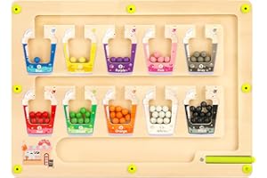 Mamaeco Labirinto Magnetico di Colori e Numeri Giochi Montessori 3 4 5 Anni Fine Motor Skills Giocattoli per Bambini Magnetico Labirinto Giochi Educativi 3+ Anni
