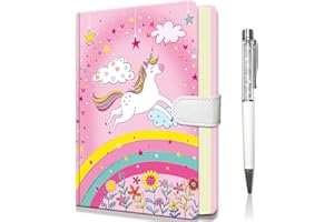 DWIYITTN Unicorn Notebook for Girls, Gifts for Teens Hardcover Girls Journal with Pen and Magnetic Buckle Closure 192 Pages 19x13.5cm Lined Undated Diary