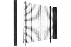 SUPBIKY Temporary Fencing Garden Fence 1m x 30m with 30 Pack 115cm Fencing Pins,Heavy Duty Plastic Safety Barrier Mesh Fencing Roll for Chicken Fencing,Agricultural Fencing,Dog Fencing,Black