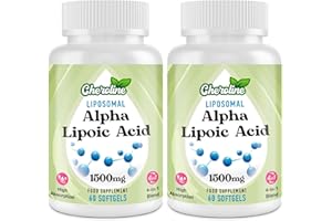 CHEROLINE Liposomal Alpha Lipoic Acid 1500mg Per Serving, with Acetyl-L-Carnitine 900mg & Ubiquinol 100mg & Vitamin E 15mg, High Strength 4-in-1 ALA Supplement for Antioxidant & Energy (120 Count (Pack of 2))