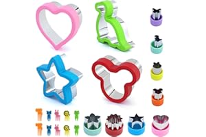 JRSHIRLEYLTD 12pcs sándwich cuchillo y tenedor, cuchillo sándwich, cuchillo vegetal, cuchillo de frutas, juego de cuchillos de pan de acero inoxidable square star, accesorios bento, cortador de sándwich