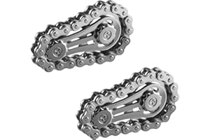 Tabanzhe Fidget Chain 2Pcs Bike Chain Fidget Gears,Metal Roller Sensory Gadget for Stress & Anxiety Relief,ADHD,ADD,Autism,Fingertip Hand Spinner for Kids & Adults(Silver)