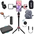 Movo iVlog1 iPhone Vlogging Kit - YouTube Starter Kit Compatible with Lightning - with Shotgun Microphone, Mini Tripod, LED Light, Wide Angle Lens, Lightning Adapter -