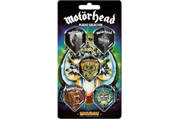 WINMAU – Motorhead dart-flygkollektion – dartflygningar 5 uppsättningar per paket (38 cm totalt) extra tjock 100 mikron – standardformade dartflygningar – professionella darttillbehör