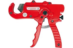 ROTHENBERGER Industrial Kunststoffrohrabschneider Ø 0–36 mm, Rohrschneider für Kunststoff- & Mehrschicht-Verbundrohre, für Sanitär & Heizung, rostfreie Stahlklinge, mit automatischem Klingenzurückzug