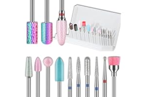Depvko 13 brocas para uñas, brocas de 3/32 pulgadas para uñas, juego de brocas rusas para cutículas y brocas eléctricas de carburo de tungsteno para uñas, manicura, pedicura, salón en casa