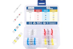 50 Stück Lötverbinder Schrumpfverbinder, Hanibos 26-10AWG Kabelverbinder Wasserdicht Isoliert Lötverbinder Stoßverbinder mit Schrumpfschlauch für Kabel-Verbindungen Schrumpfverhältnis 3:1