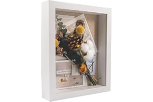 GraduatePro, Scatola con Cornice Bianca con Sfondo in Lino e 6 spilli, per Memorabilia, premi, medaglie, 20,3 cm x 25,4 cm