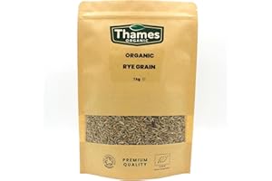 Organic Rye Grain - Whole Grain, No Additives or Preservatives - Vegan, Raw, GMO-Free, Certified Organic - Nutritious and Flavorful - Ideal for Baking, and Cooking - Thames Organic 1kg