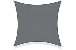 SUNNY GUARD Żagiel przeciwsłoneczny kwadratowy 2.5x2.5m HDPE przepuszczający powietrze，ochrona przed promieniowaniem UV, do ogrodu, na taras，Antracyt