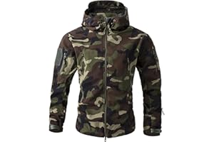 RUMAOZIA Herren Camouflage Softshelljacke Taktische Winter Mantel mit Kapuze und Reißverschluss Atmungsaktiv Outdoorjacke Angeln Jagd Jacke Arbeitsjacke Warnjacke Trekking Übergangsjacke