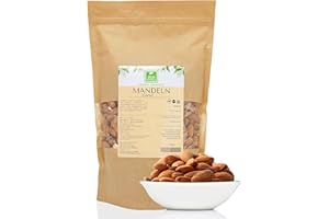‎GREEN ESSENCE Mandeln 500g von der Grünen Essenz - natürliche ganze Mandeln zum Backen - mit Schale - naturbelassen und ungeschwefelt - Almonds - mit Haut und ohne Zusätze - vagan (500 Gramm)