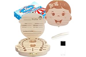 PAMBO Baby Tooth Box Keepsake for Girls,Wooden Tooth Storage and Saver Box for Lost Teeth Children,Newborn Baby Birthday and Shower Gift