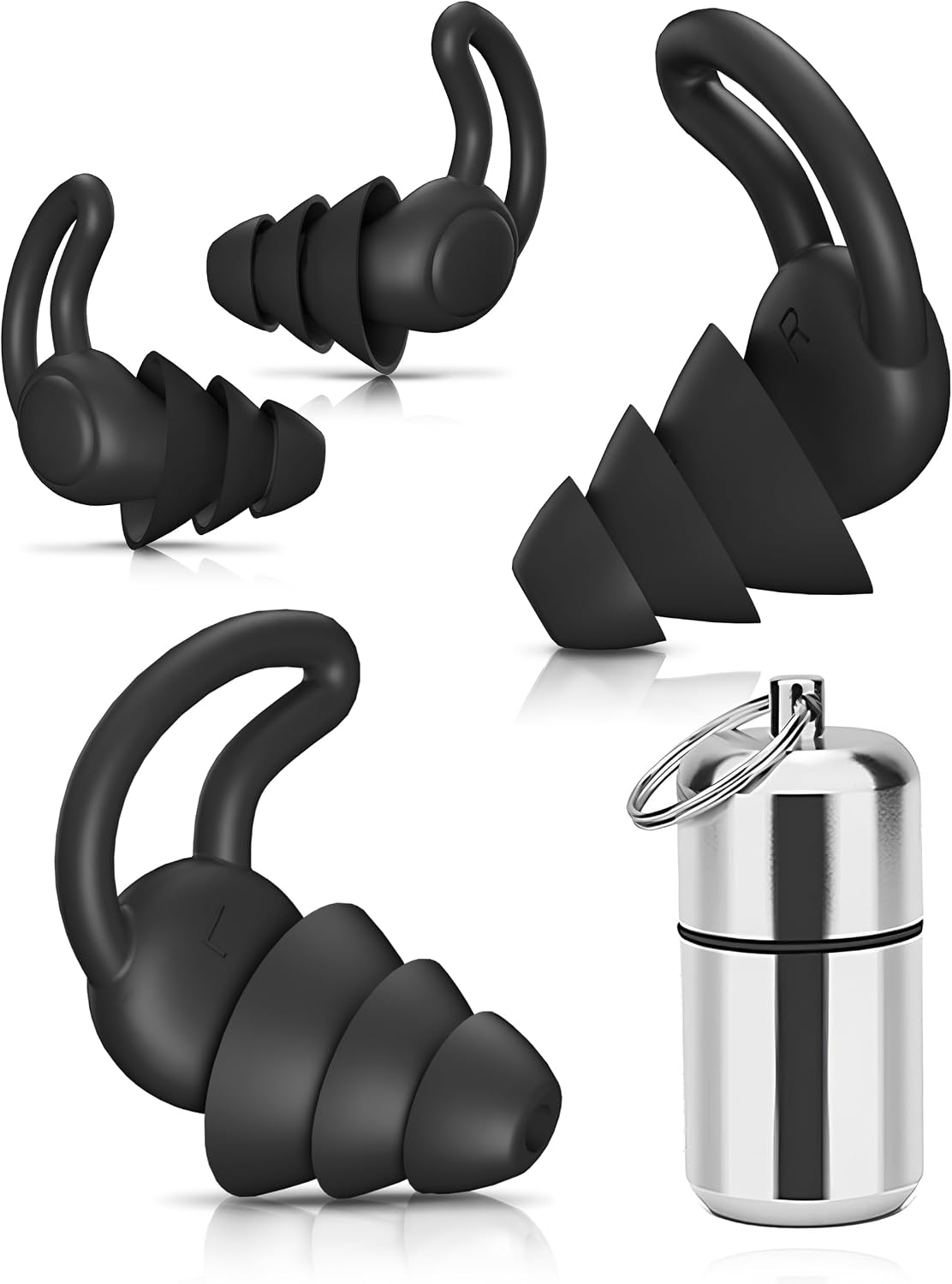 Bouchon d'Oreille pour Dormir, Réutilisable et Lavable,Bouchons Doreilles Anti Bruit pour Sommeil,Natation,Concert,moto,Douce Silicone Bouchon Oreille offrir une Meilleure Protectio 2 paires