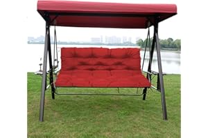 XIEMINLE Swing Cushions 3 Seater, Waterproof Bench Cushion for Outdoor Furniture, Thickened Replacement Garden Bench Cushion Pad, Comfortable Chair Pad Hammock Seat Pad,150x100x10cm,Red1