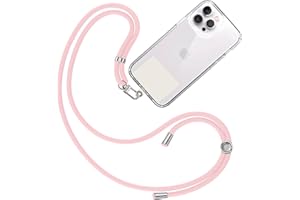 TBOC Cordon Collier Laniere Portable [Rose Clair] avec Patch de Fixation [Blanc Ice] et Sangle de Suspension Amovible Réglable et Résistante Compatible avec Toutes les Marques de Téléphone Accessoires