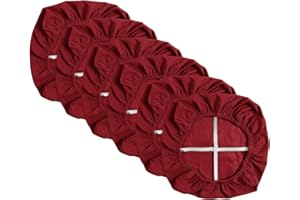 Yikko Coprisedili impermeabili per sedia a scacchi jacquard ekedalen, ad alta densità, per sala da pranzo, bar, decorazione per feste di matrimonio, coprisedia elastica e lavabile (6, rosso vinaccia)