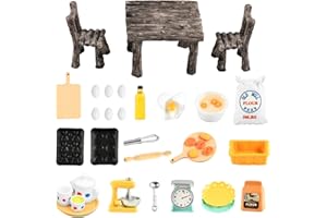 Zecouk Accessori per Casa delle Bambole, Mini Oggetti in Miniatura Cucina 1/12 Mobili Cucina Casa delle Bambole Set per Micro Cucina Decorazioni, Mini Cibo Micro Tavoli e Sedie Accessori per La Casa