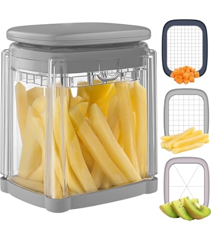 Macchina Per Patatine Fritte In Plastica Con Lame In Acciaio Inox - Tritatutto Giallo Multiuso Facile Da Pulire