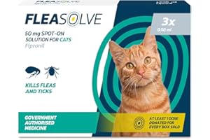 NAQUA LTD Cat Flea Treatment Spot On x 3 Pack - Flea Treatment Cat Spot On for Cats & Kittens Over 1kg - 3 Pipettes, 3 Doses - Fast-Acting FleaSolve Solution