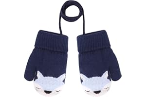 Afinder Delle ragazze Dei Ragazzi Carino Volpe di Lavoro A Maglia Brevi Guanti Pieni Della Barretta Del Bambino Dei Capretti di Inverno Termico Fodera Guanti per 1-3 anni