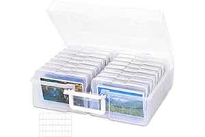 ZHHGOO Scatola Porta Foto,16 Scatole Porta Foto Interne Trasparenti 17x11.5x3cm,Scatola Porta per Fotografie con Foglio di Etichette Adesive per Semi,Artigianato,Foto,Pezzi del Puzzle,Cartoline