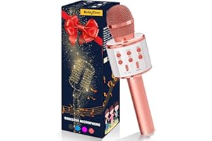 BukyTom Microfono Bluetooth Karaoke per Bambini - 4 in 1 Microfono Bambini Portatile Karaoke Microfoni per Cantare, Giocattolo Microfono Compatibile con Android/iOS Smartphone PC