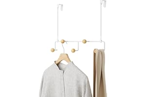 Umbra Estique Appendiabiti Multifunzione 5 Ganci, Gancio Senza Foratura, Organizer Multiplo da Appendere alla Porta, Bianco, 5 Haken