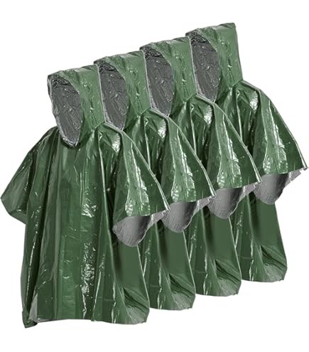 SQAQS 4 Poncho De Survie D'urgence, Survie Thermiques En Mylar