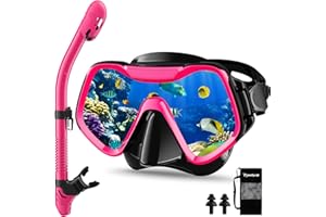 Gafas de Buceo,Tonfarb Gafas y Tubo de Dry Snorkel Set para Adulto, Panorámico de 180° Anti-Fugas Anti-Vaho Gafas y Mascara de Buceo de Cristal Templado y Dry Top Snorkel para Hombres y Mujeres