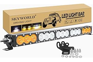 SKYWORLD 28 pulgadas 71 cm 150W Barra de Luz LED 12V 24V Blanca Ámbar Faro Led Trabajo, Largo alcance barras luminosas led para todoterreno camión coche tractor ATV 4x4, Lámpara de conducción
