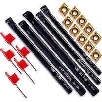 Set 14 Pièces Porte-Outils Tournage CNC S07K/S08K/S10K/S12M-SCLCR06 + 10 Inserts CCMT060204 Carbure