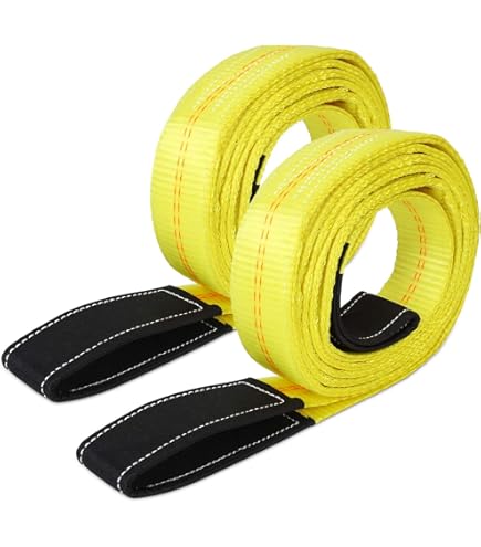 Shappy 2 Pcs 1 Inch X 10 Ft Lifting Straps For Hoist Polyester Lift Rigging Slings Heavy Duty Flat Tow Rope Tree Saver Recovery Strap Web Sling Winch Strap For Constructions, Steel