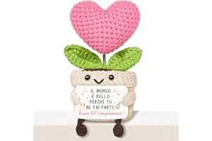 Giftasy Regalo 50 Anni Donna, 50 Anni Compleanno Donna - Cuore Fiore all’Uncinetto di Supporto Emotivo, Regalo Originale per Amica, Mamma, Nonna, Sorella, Figlia, Fidanzata