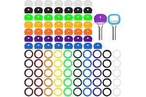 GELUODE 100pcs Key Caps Cover, Rubber Key, Flexible Key Covers, Identifier Tag Covers Ring Labels for Keys Organization House Key, Assorted Colours, 2 Styles