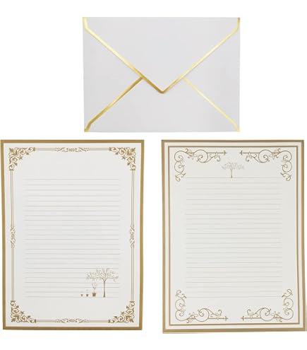 Papier à Lettres A4 Vanille Avec Enveloppes DL - 50 Sets - 110g/m² - Qualité Supérieure - Gustav Neuser