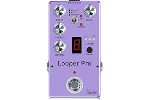 Rowin RE-05 Looper Pro - Pedales multiefectos para guitarra con reverberación de coro de retardo Looper y afinador en un pedal True Bypass