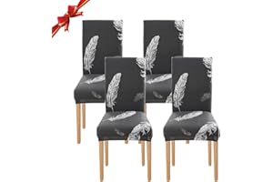 Jaotto Fundas para Sillas de Comedor Pack de 4,Modernas Fundas de Sillas de Comedor Respaldo Alto Elásticas Lavables Desmontables,Cubiertas para Sillas para Comedor Hotel Banquete(Piuma,4 Piezas)