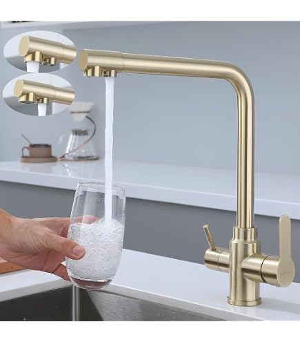 CREA Faltbare Wandarmatur Für Küche – 360° Schwenkbar, Edelstahl, Matt Schwarz, 2 Griffe