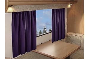 Olivia Rocco Cortinas opacas tejidas lisas para caravanas, autocaravanas, autocaravanas, paneles plisados, tela lisa, cortina de puerta (114 x 198 cm), color morado