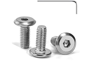 Tunejoy Viti a Testa Piatta M4 x 10 mm Vite a Testa Esagonale Bulloni in Acciaio Inox A2 V2A Bulloni per Mobili con Chiavi a Esagono Filettatura Completa 30 Pezzi