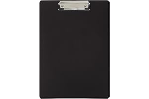 MAUL Porte-bloc A4 | Porte-bloc en polypropylène au format A4 pour documents | Conférencier résistant | Œillet de suspension rétractable | Porte-documents avec pince à étrier pour papier lâche | Noir