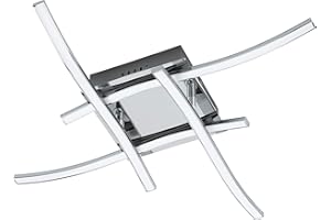 Eglo VALMORA Lampada da soffitto Integriert, Chrom/Weiß, 56 x 56 x 10.5 cm, led, alluminio;plastica